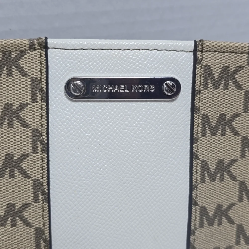 MICHAEL KORS White/Tan MK Monogram Adjustable Waist Belt w/Small Fanny Pack, NWT